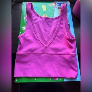 Lululemo Bright Fuchsia V-Neck Crop Tank